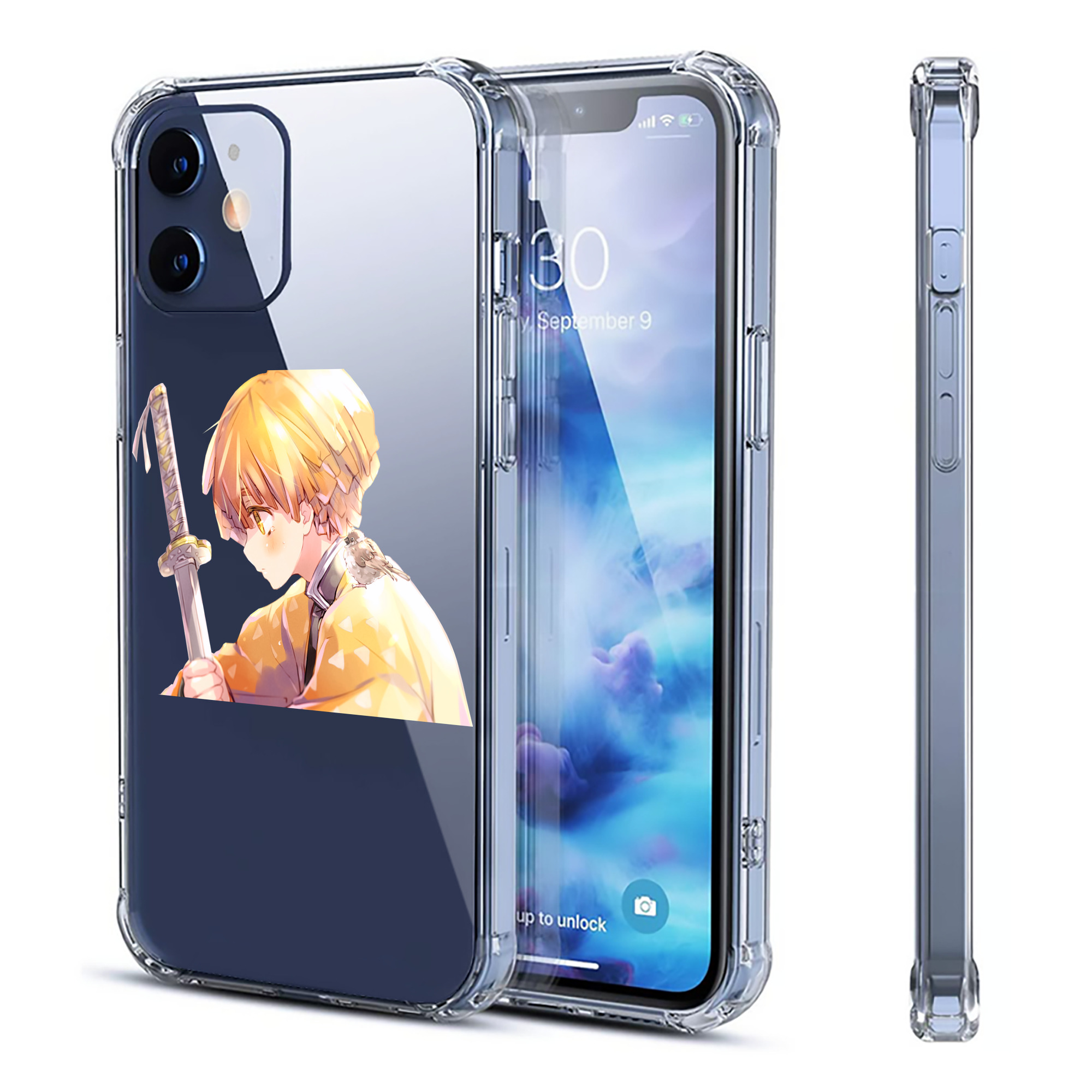 （画像用） 鬼滅の刃（きめつのやいば）我妻 善逸／あがつま ぜんいつ Agatsuma Zenitsu 【iPhone 12シリーズ対応】透明スマホケース（クリアソフトケース）